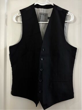 Topman Black Men's Vest with Pinstripe Lining